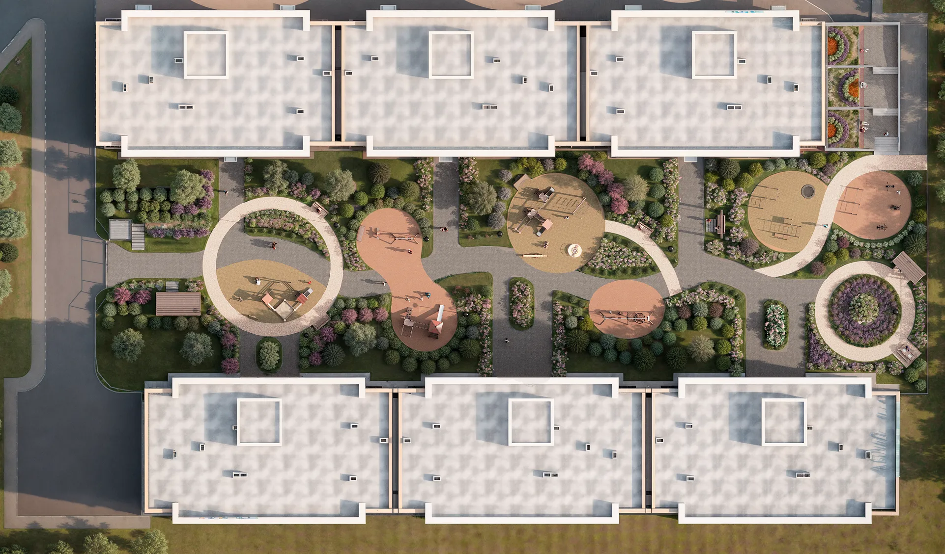 Закрытый двор с безбарьерной средой